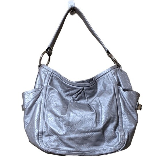Coach grey Parker perforated leather shoulder, hand bag B0971-13622 - Picture 1 of 9